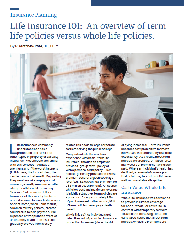 Life Insurance 101: An overview of term life policies versus whole life policies